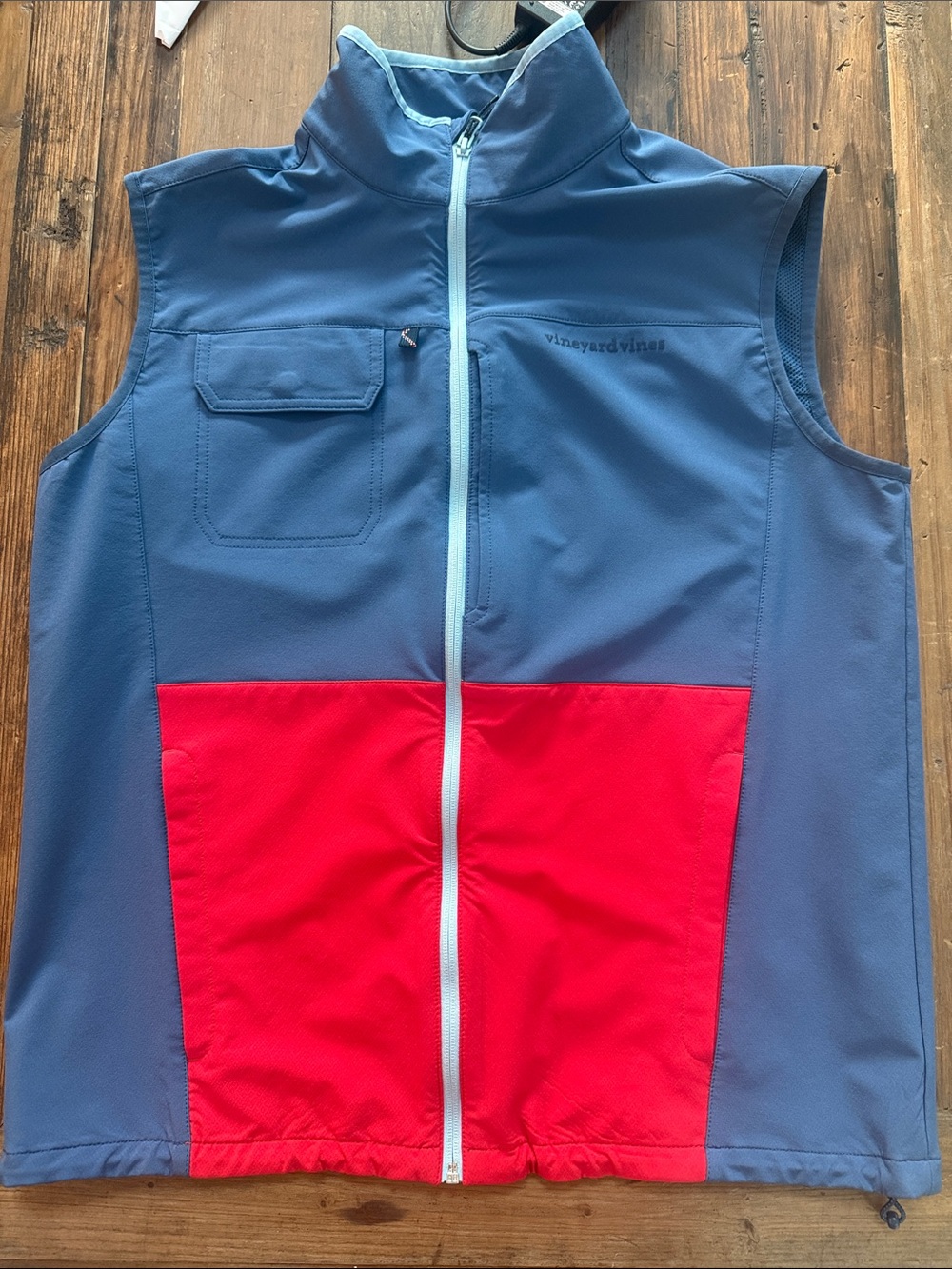 Men’s Vineyard Vines Blue and Red Colorblock Softshell Vest